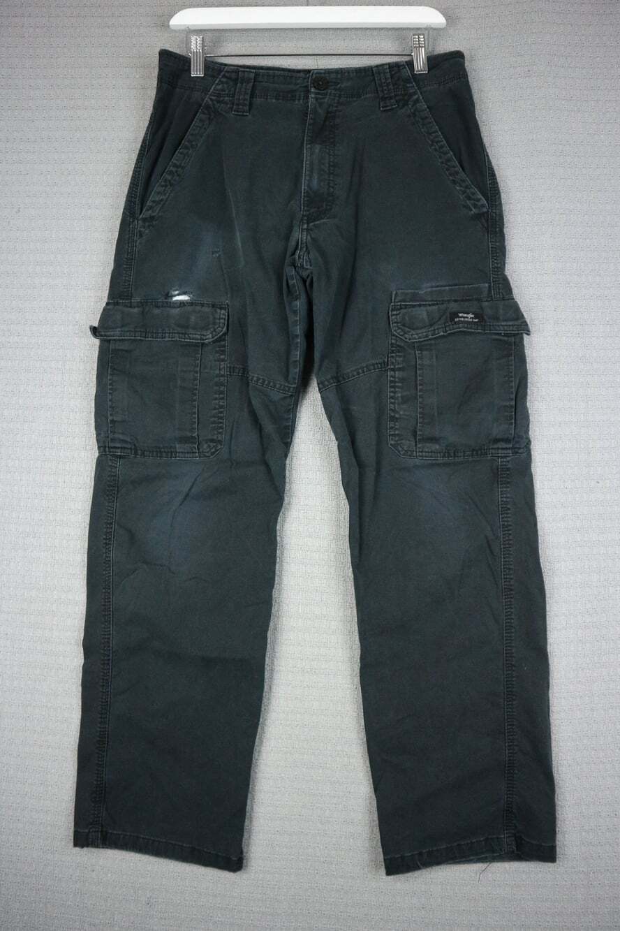 Wrangler Relaxed Fit Distressed Cargo Pants Cotton Black 30x30